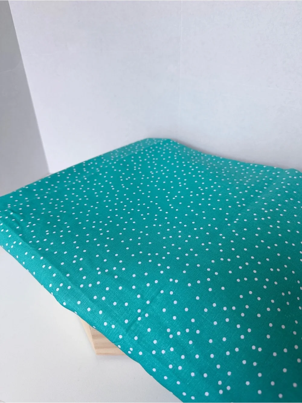 Teal Blue Dotted Cotton Fabric – Bright Turquoise Mini Pin Dot (Three Yards)